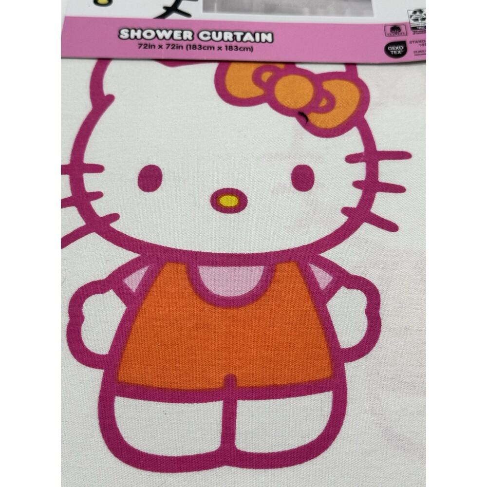 Hello Kitty By Sanrio Shower Kitten 72” X 72” NWT white Pink Kids Bathroom Teens - Picture 2 of 5